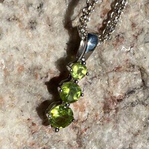 Genuine Peridot .925 Pendant August Birthstone Natural Gemstones Sterling Silver